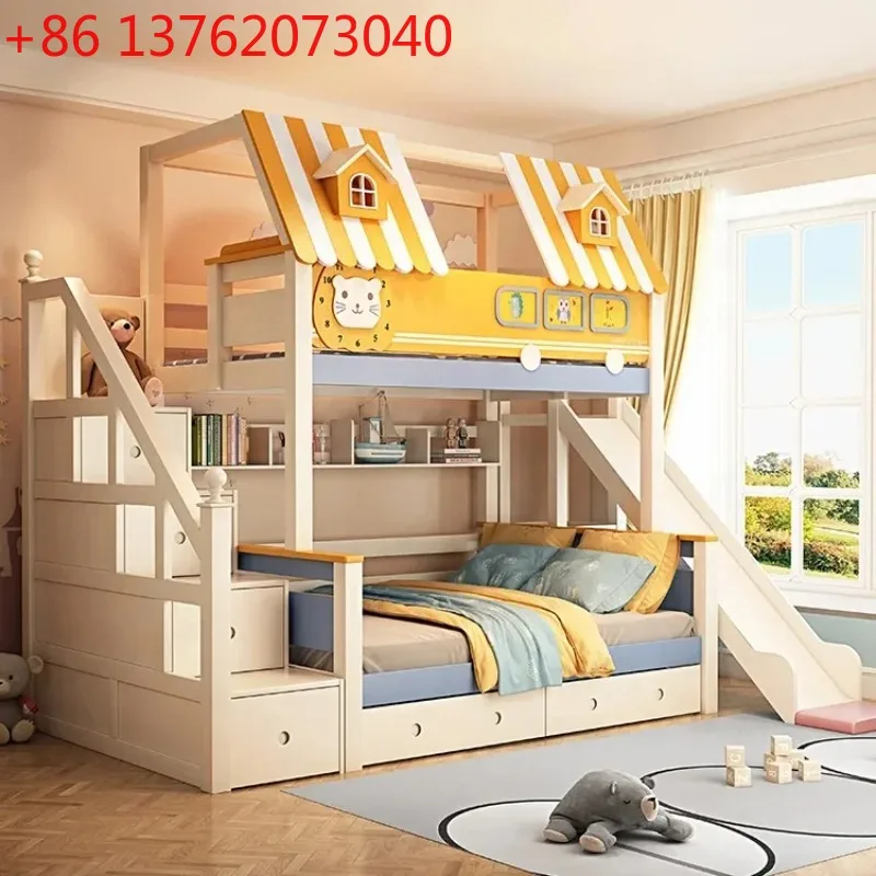 Bunk Bed With Stairs And Slide - Furniture Wood Loft Kids room Bunk