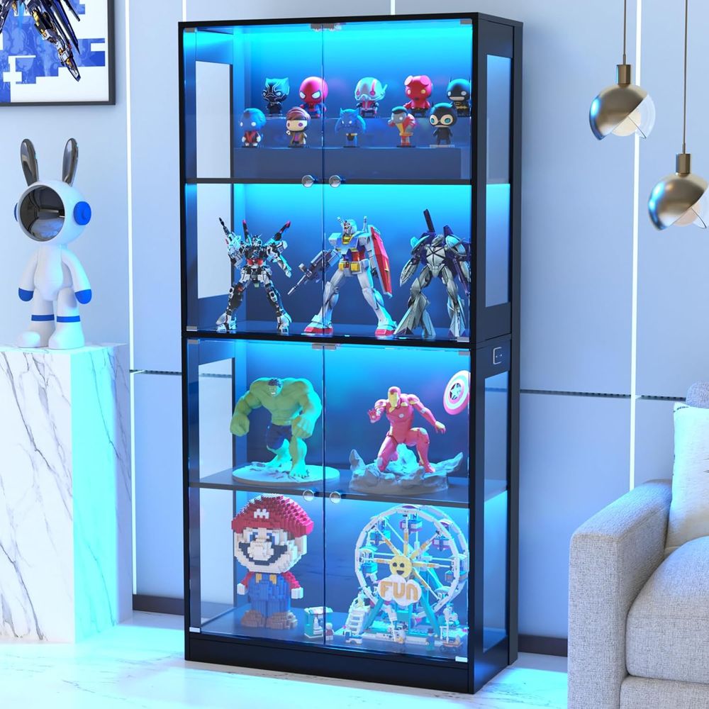 Storage - 65 Glass Door Display Cabinet, 4-Tier