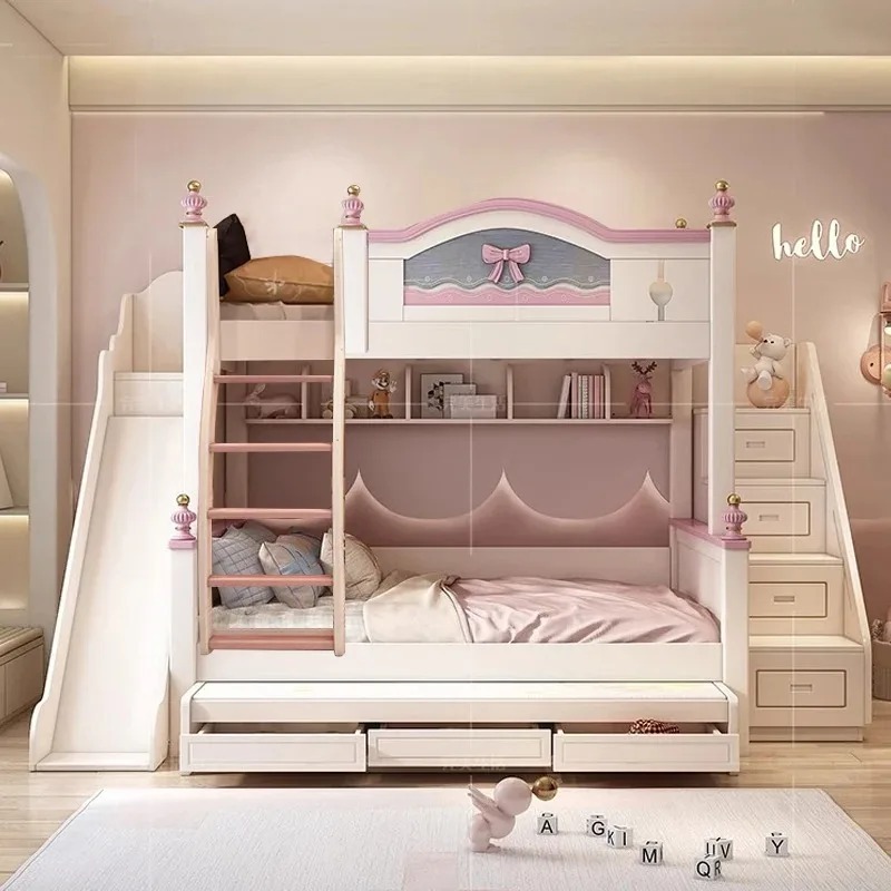 Bunk Bed With Stairs And Slide - Cheap Customized Solid Wooden Bunk High