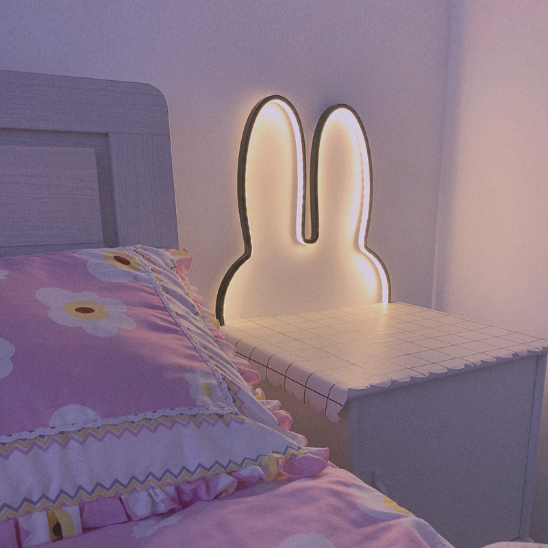 Floating Nightstand With Led Light - Cute Led Rabbit Wall Lights USB