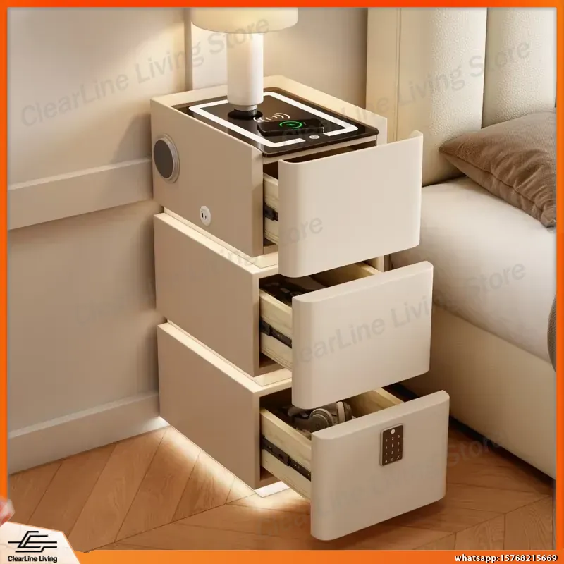 Floating Nightstand With Led Light - Ultra Narrow Floating Nightstand 3-Tier Solid