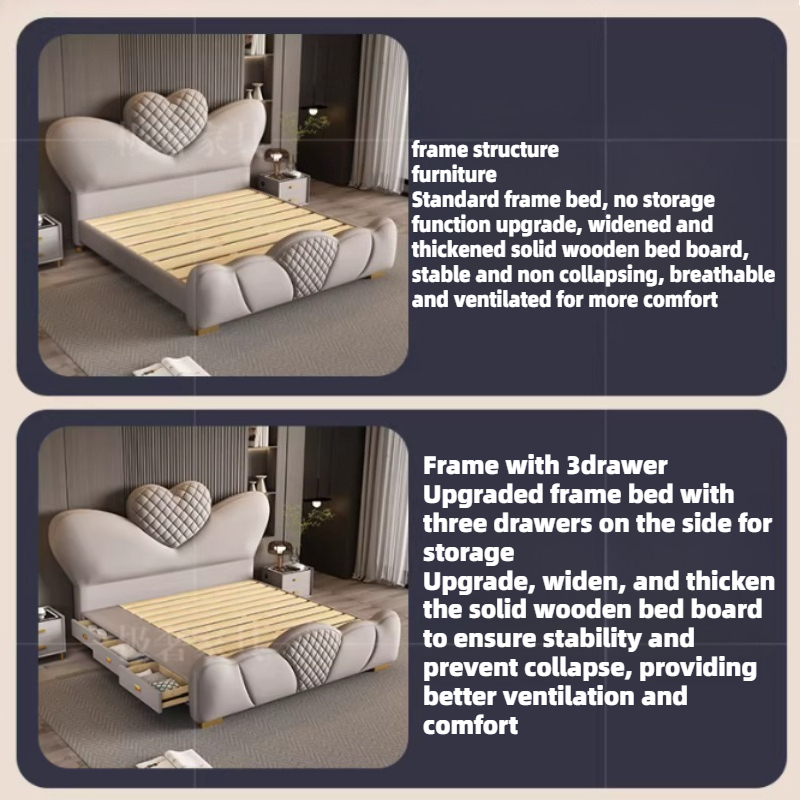 200x220cm Double Bed Queen Siz - King Size Bed Frame With Storage Drawers 评论和价格