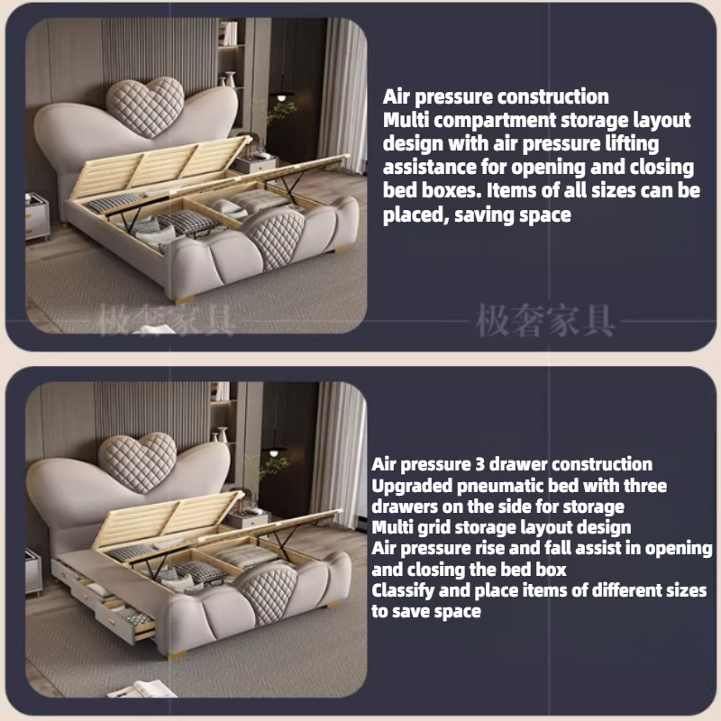 200x220cm Double Bed Queen Siz - King Size Bed Frame With Storage Drawers 评论和价格
