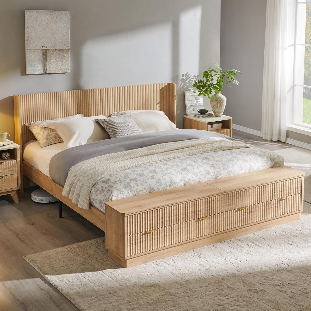 King Size Bed Frame with Stora - King Size Bed Frame With Storage Drawers 评论和价格