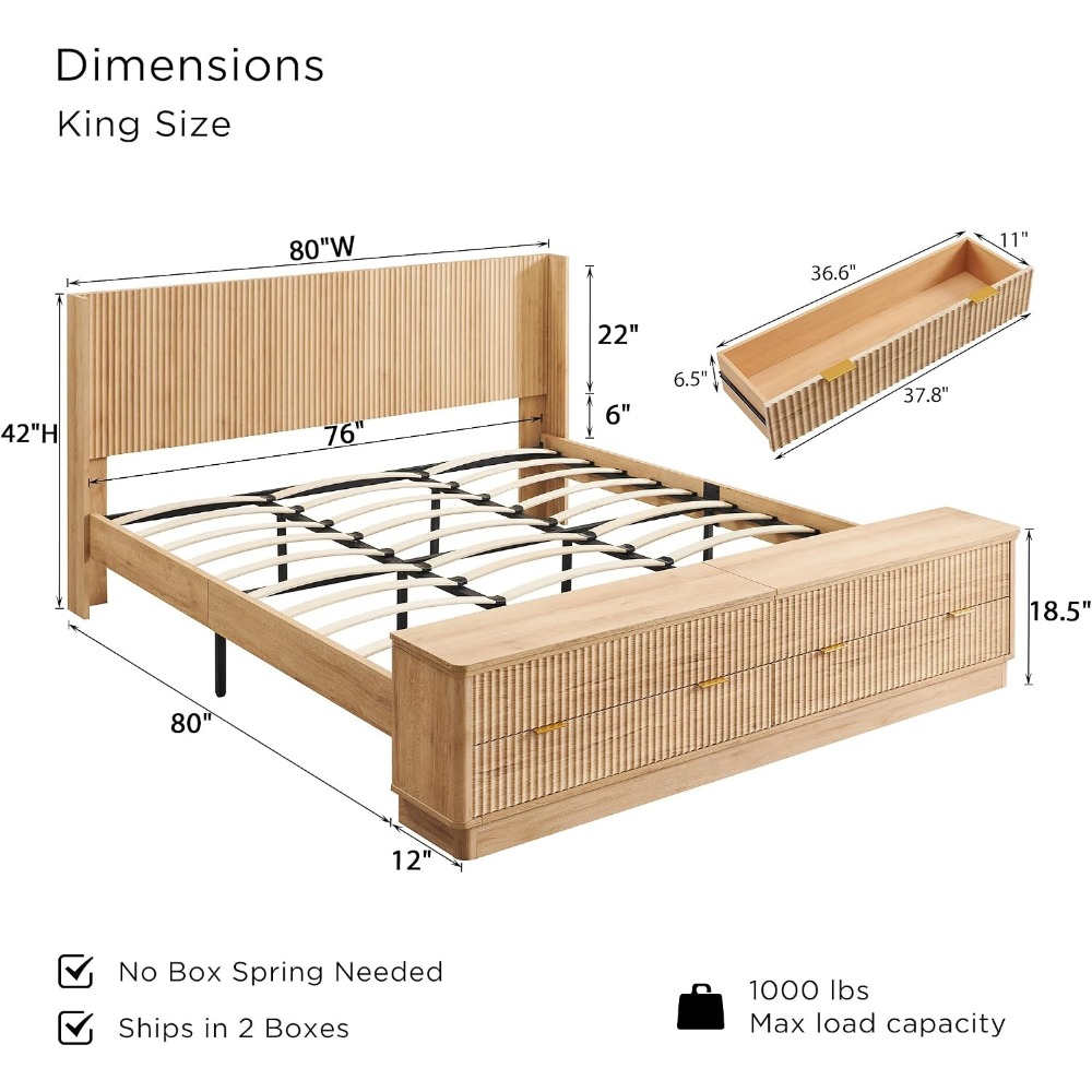 King Size Bed Frame with Stora - King Size Bed Frame With Storage Drawers 评论和价格