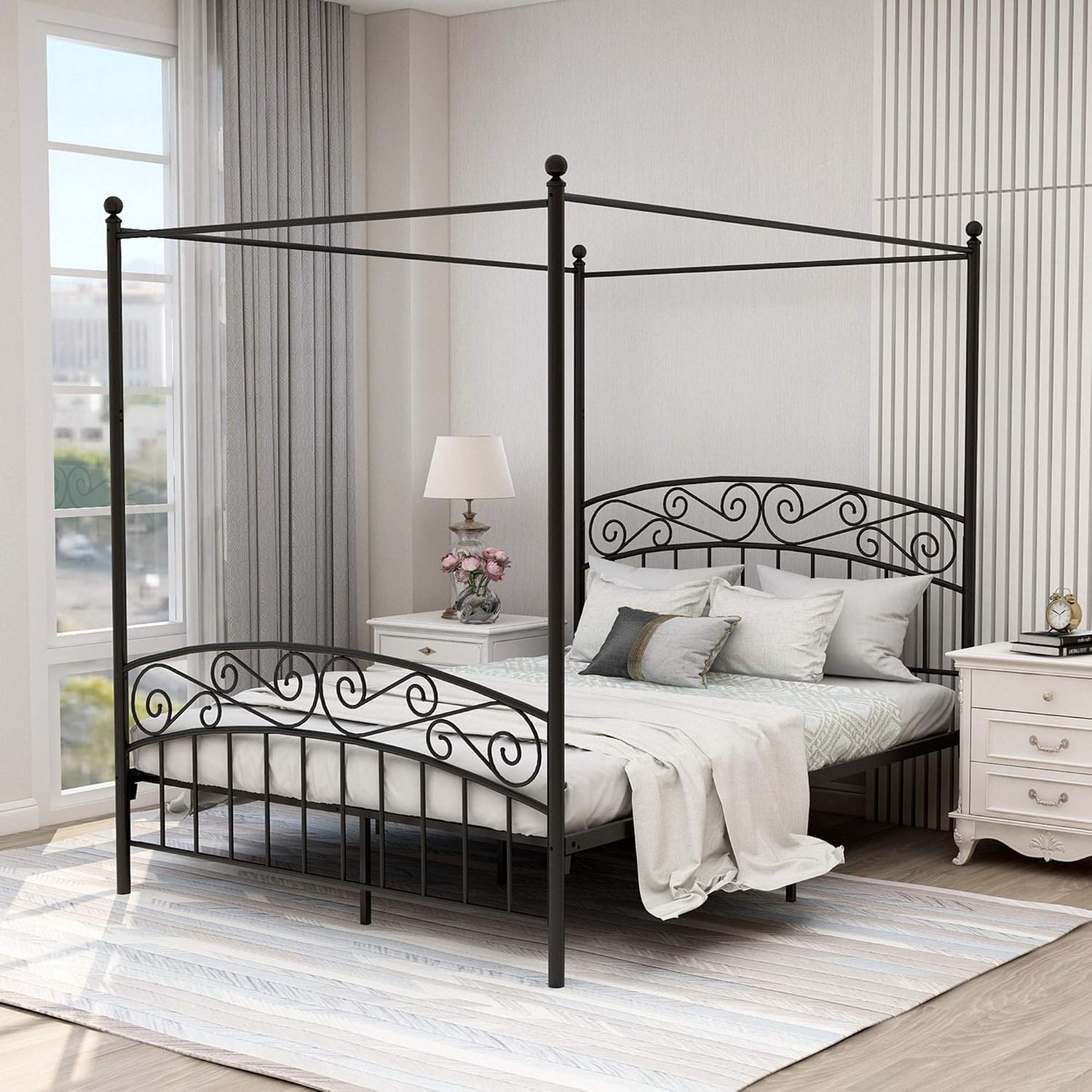 Queen Size Metal Canopy Bed Fr - Canopy Bed Frame Metal Queen 评论和价格