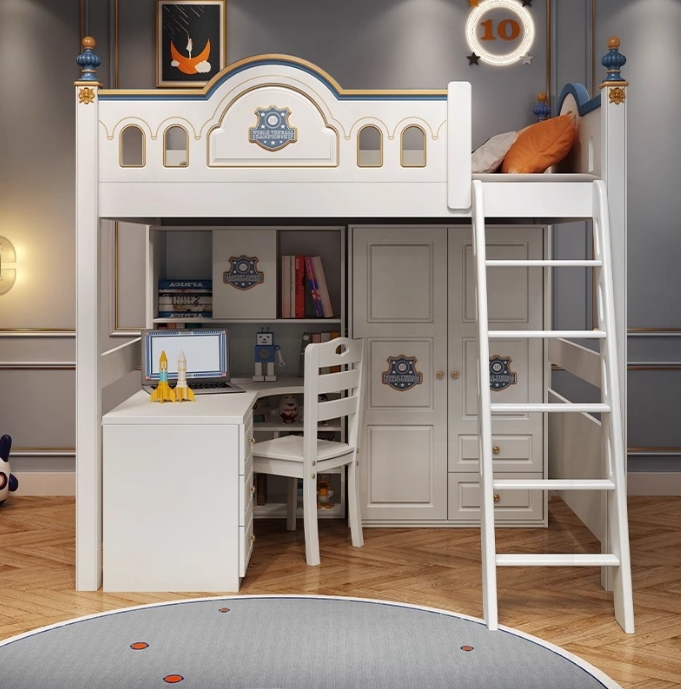 ！@Kids Princess Room Wood Cast - Bunk Bed With Stairs And Slide 评论和价格