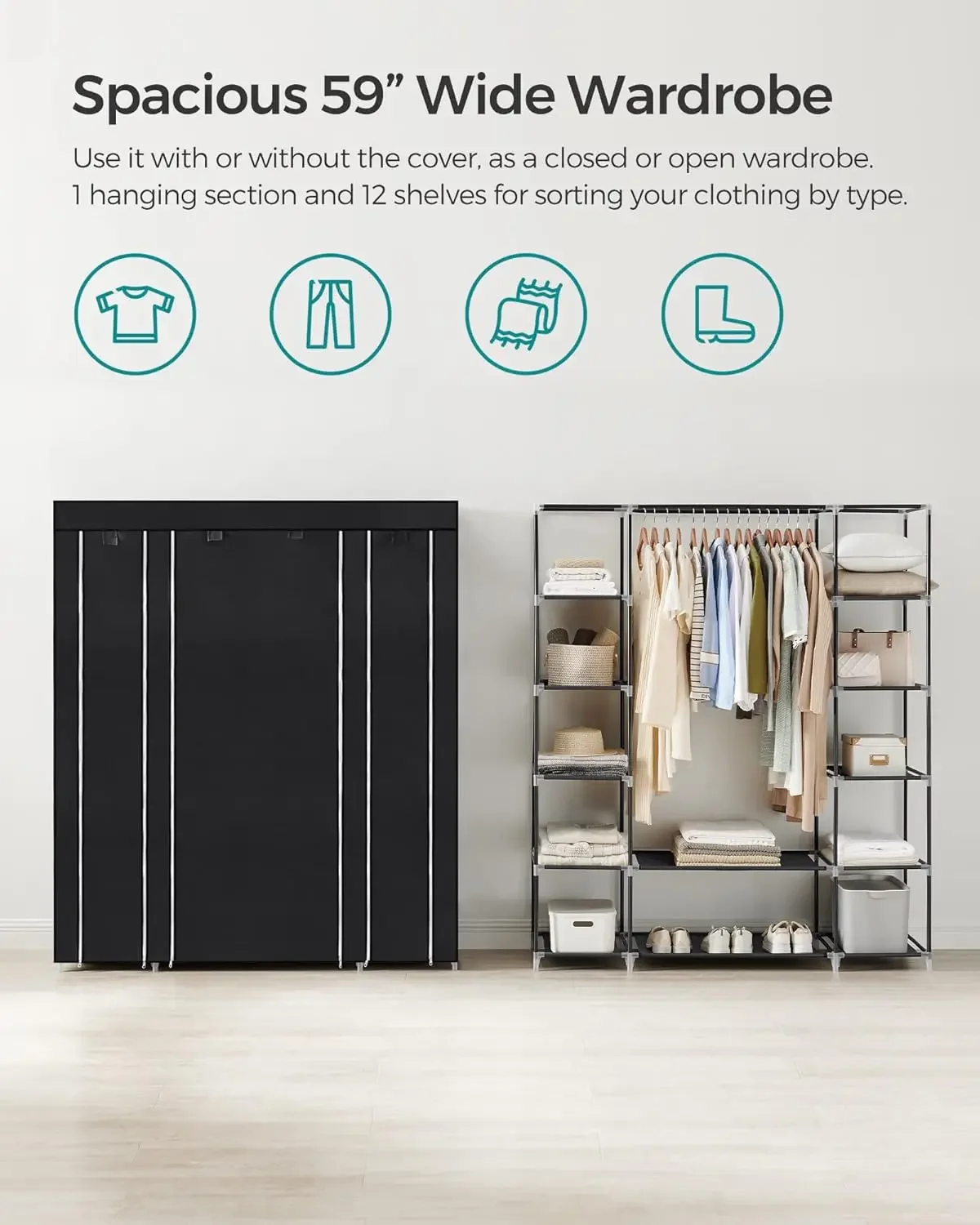 Cheng-Closet Wardrobe, Portabl - Wardrobe Closet Portable Fabric Cover 评论和价格