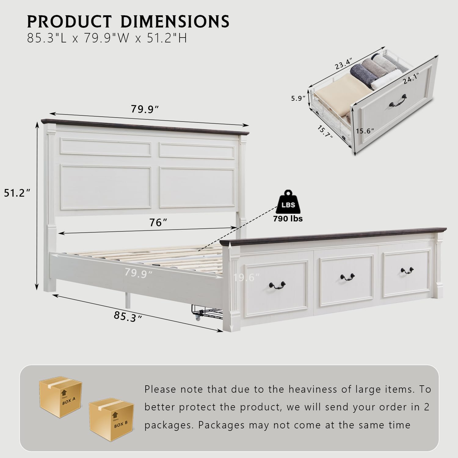 Farmhouse King Size Bed Frame  - King Size Bed Frame With Storage Drawers 评论和价格