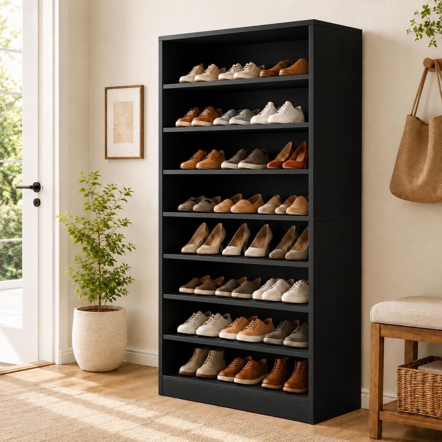9-Tier Tall Shoe Rack Cabinet  - Shoe Rack Cabinet Narrow Entryway 评论和价格