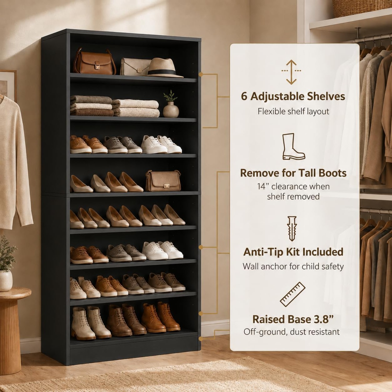 9-Tier Tall Shoe Rack Cabinet  - Shoe Rack Cabinet Narrow Entryway 评论和价格