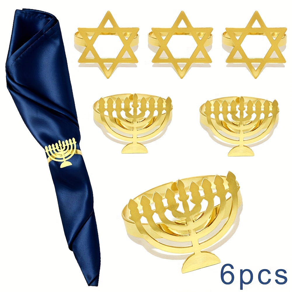 6Pcs Hanukkah Menorah Napkin R - Tables 评论和价格