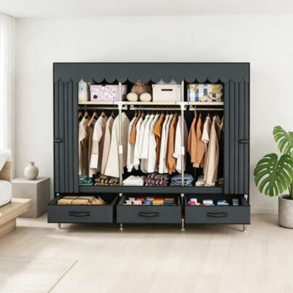 Portable Wardrobe Closet with  - Wardrobe Closet Portable Fabric Cover 评论和价格