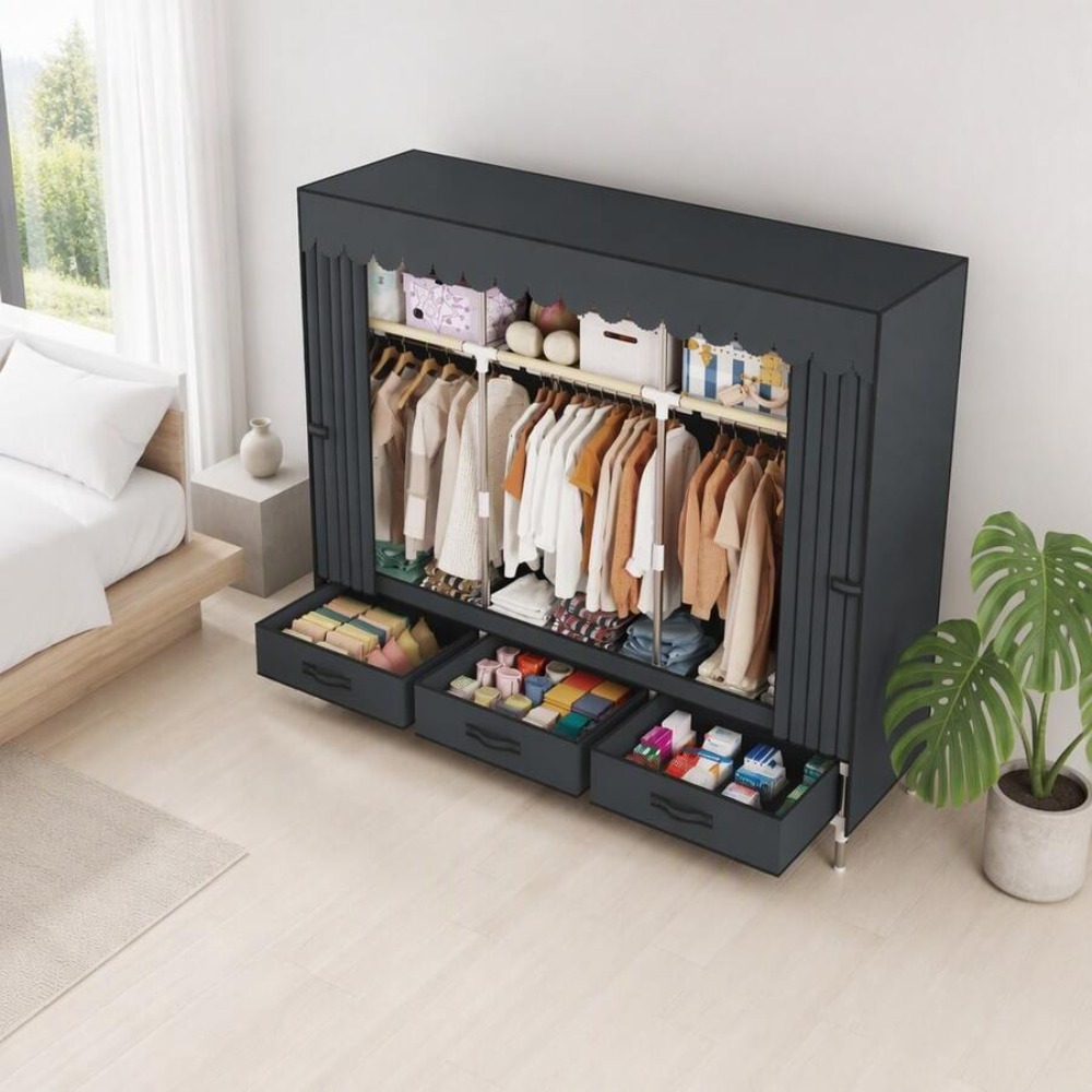 Portable Wardrobe Closet with  - Wardrobe Closet Portable Fabric Cover 评论和价格