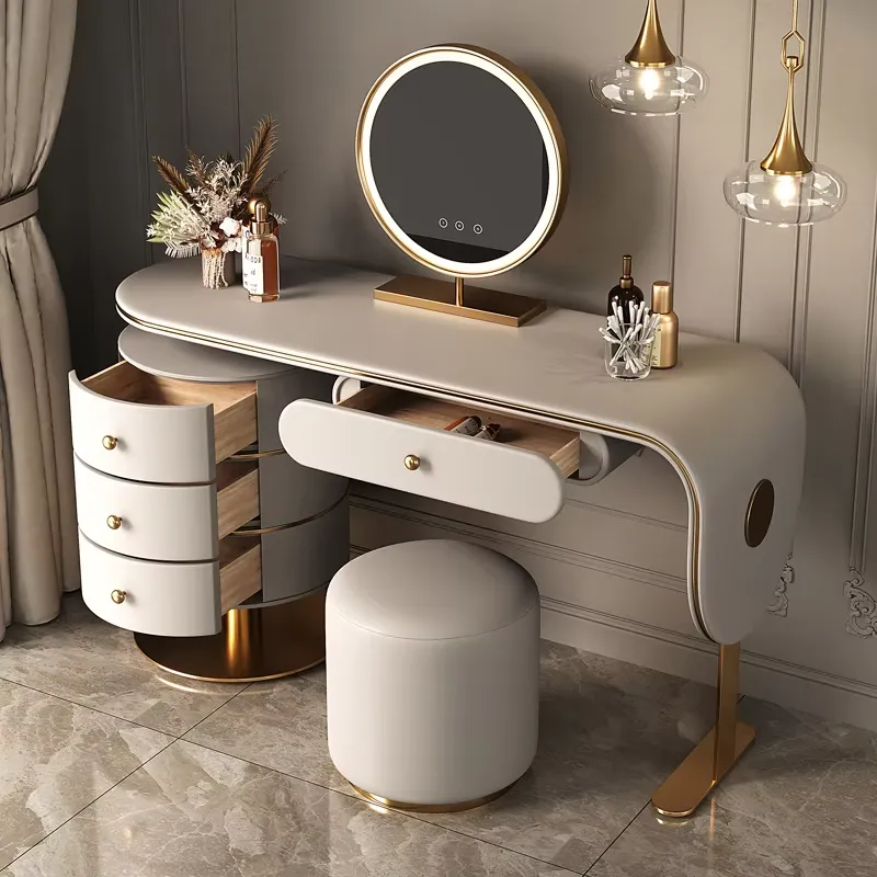 Custom High Quality Wooden Dre - Dressing Table Vanity With Lighted Mirror 评论和价格