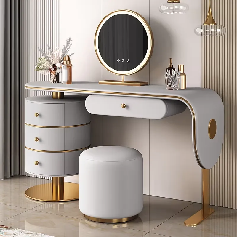 Custom High Quality Wooden Dre - Dressing Table Vanity With Lighted Mirror 评论和价格