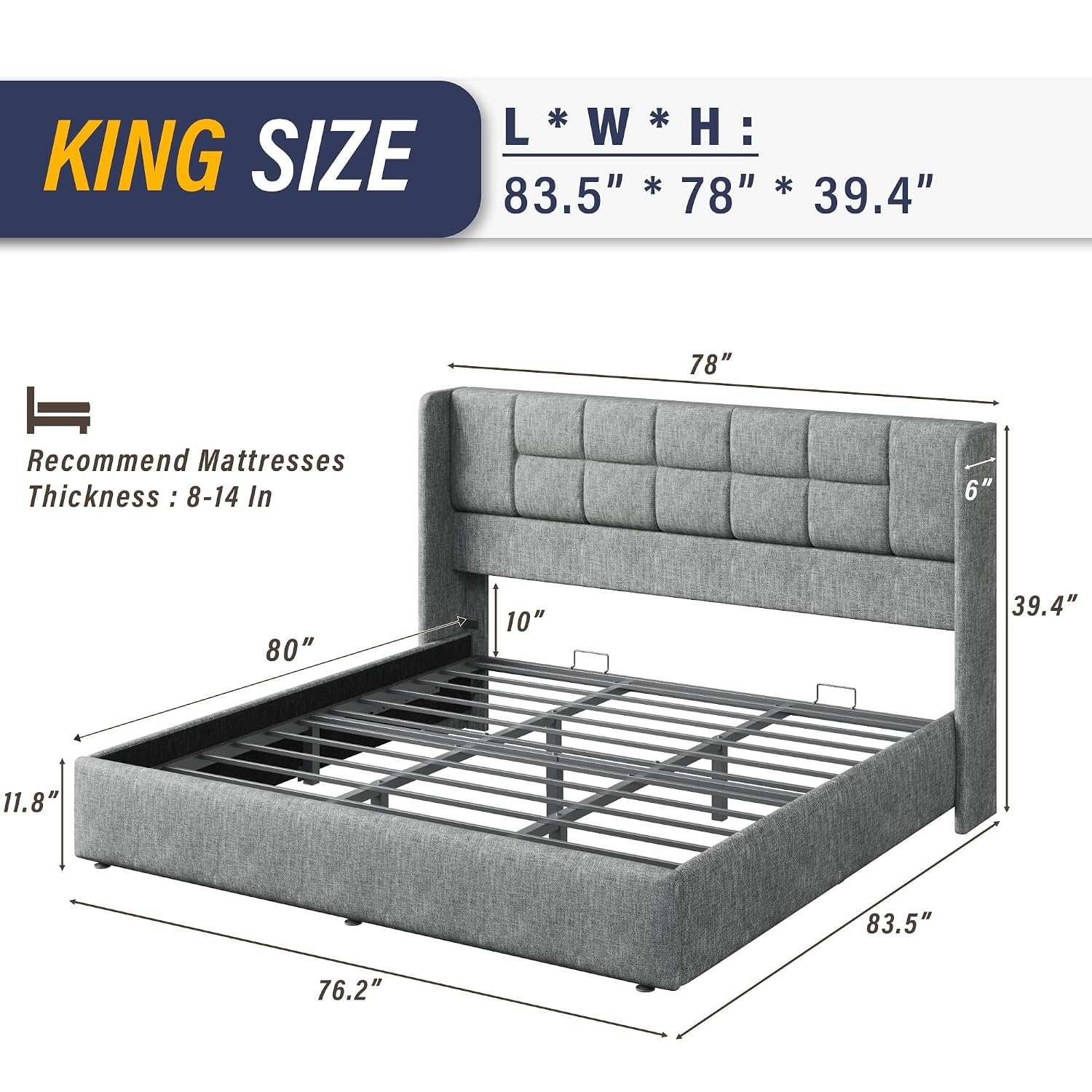 King Bed Frame Hydraulic Gas L - Gas Lift Storage Bed Hydraulic 评论和价格