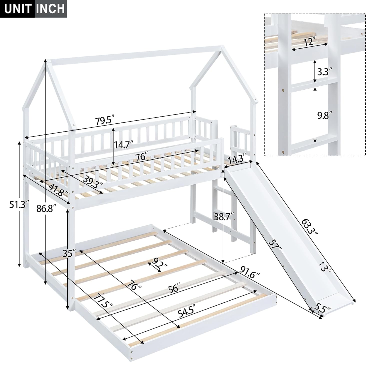House Bunk Bed with Stairs and - Bunk Bed With Stairs And Slide 评论和价格