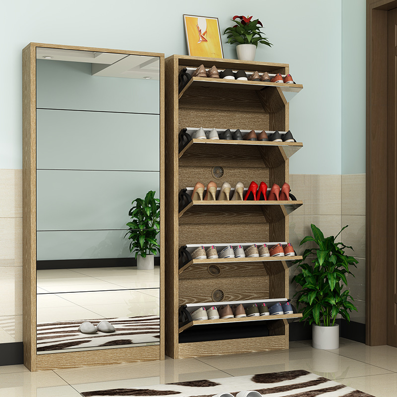 Modern Wooden Shoe Cabinet wit - Shoe Rack Cabinet Narrow Entryway 评论和价格