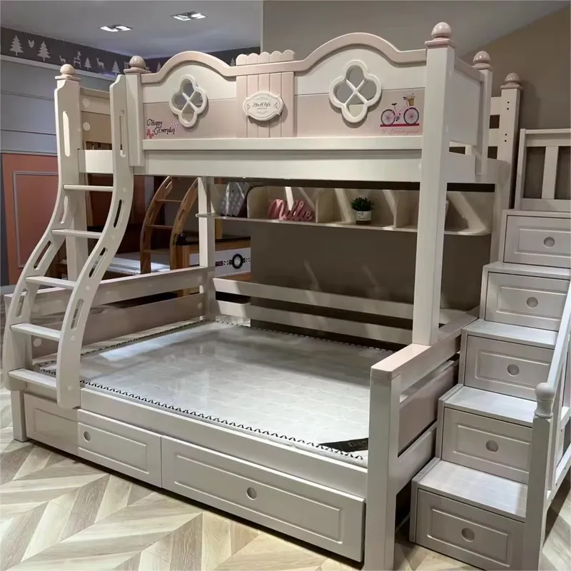 Modern Luxury Princess Kids Bu - Bunk Bed With Stairs And Slide 评论和价格