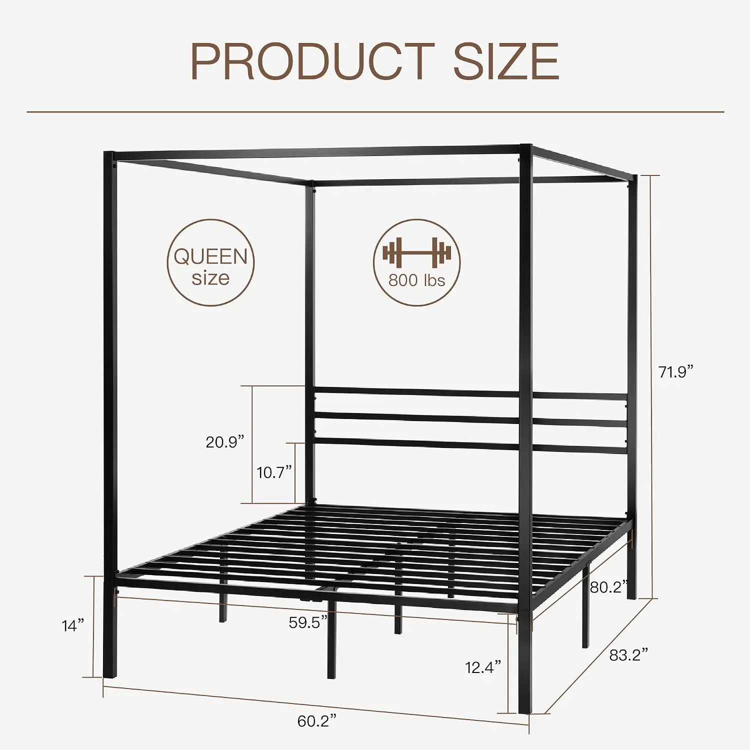 Queen Size Metal Canopy Bed Fr - Canopy Bed Frame Metal Queen 评论和价格
