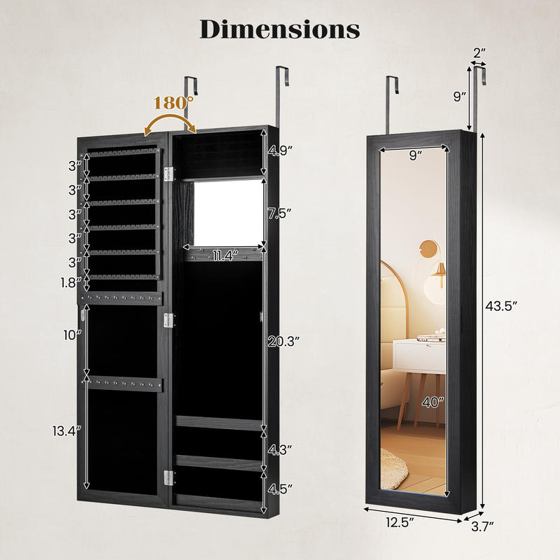 Locked Jewelry Armoire, Wall M - Full Length Mirror Jewelry Armoire 评论和价格