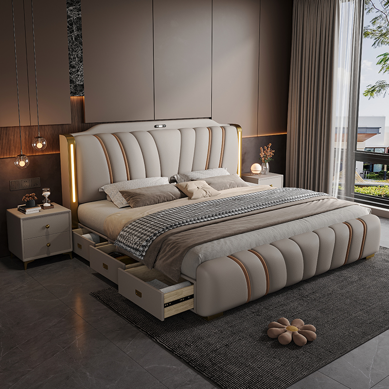 180x200CM with queen wooden be - King Size Bed Frame With Storage Drawers 评论和价格