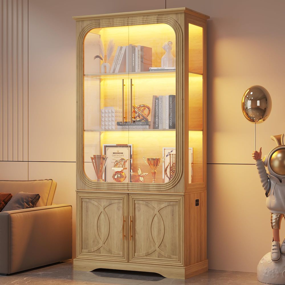 Display Cabinet with Glass Doo - Storage 评论和价格