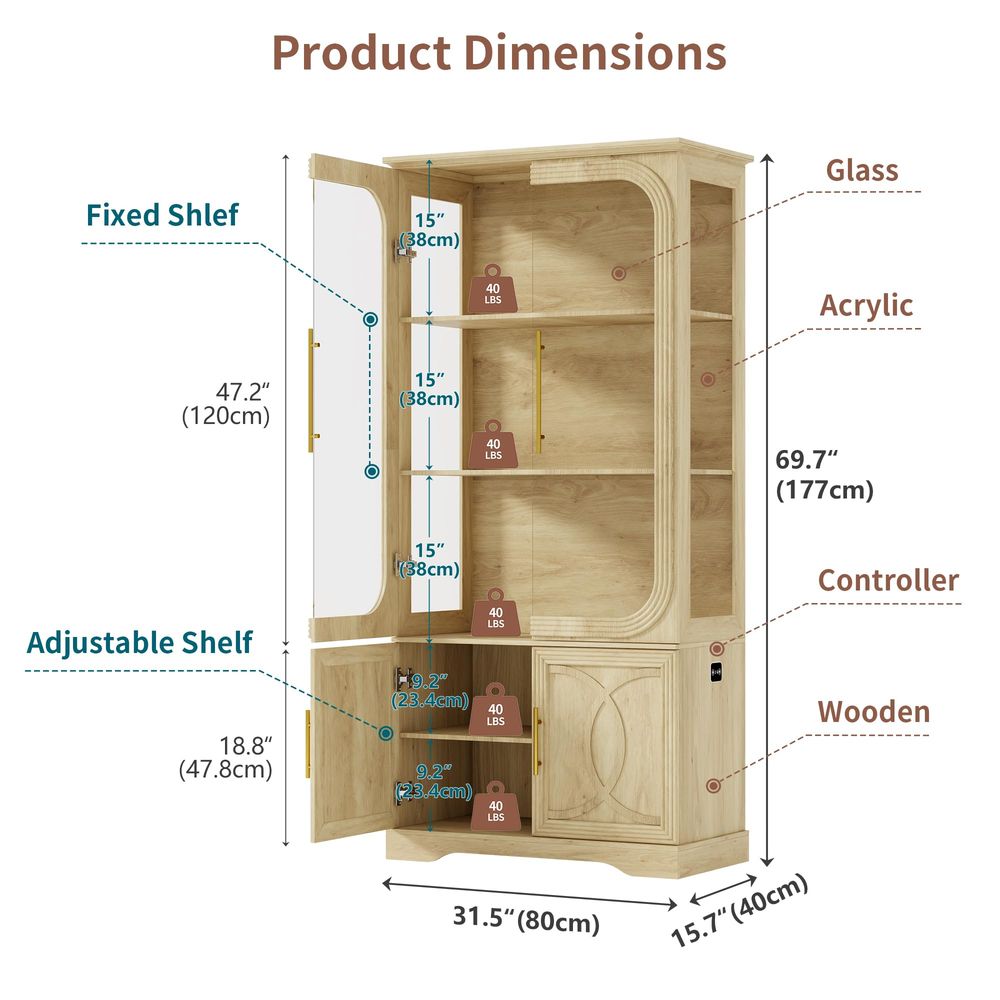 Display Cabinet with Glass Doo - Storage 评论和价格