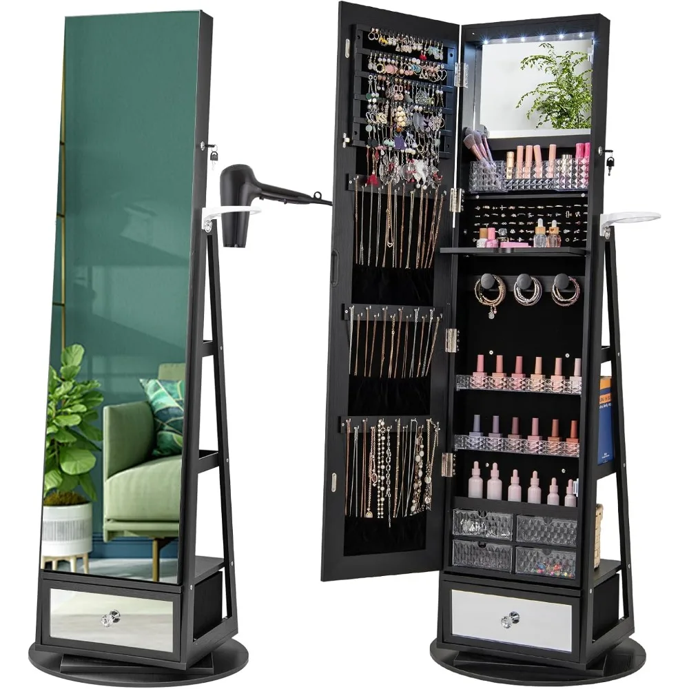 360° Swivel Jewelry Cabinet Ar - Full Length Mirror Jewelry Armoire 评论和价格