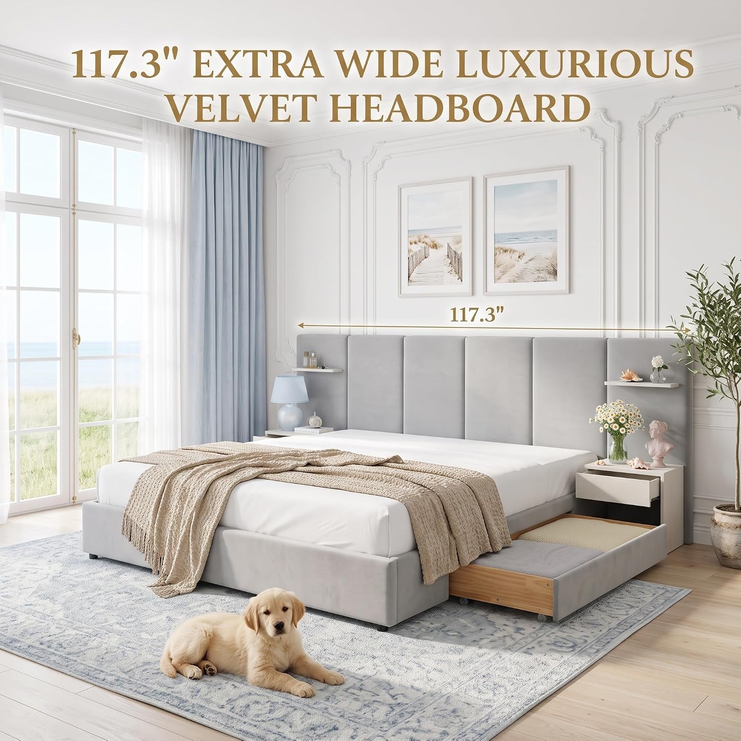 King Size Bed Frame with Stora - King Size Bed Frame With Storage Drawers 评论和价格