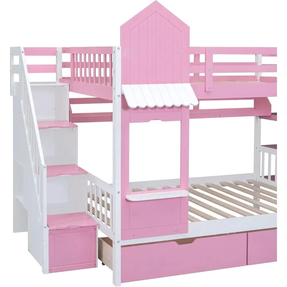 Kids Bunk Bed with Stairs, Sli - Bunk Bed With Stairs And Slide 评论和价格