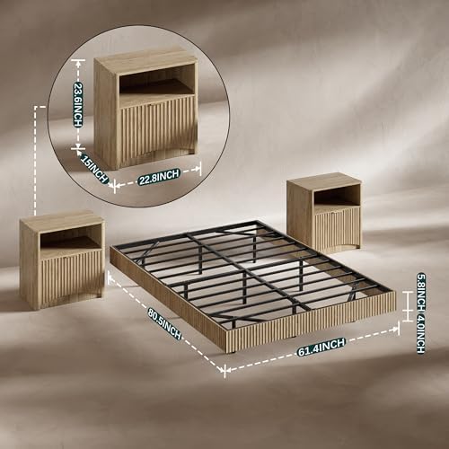 Bedroom Set, Queen Floating Be - Floating Nightstand With Led Light 评论和价格