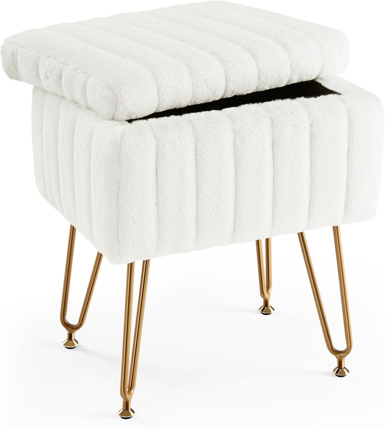White Storage Vanity Stool, Fa - Bedroom Furniture 评论和价格