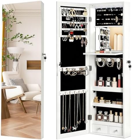 Lockable Jewelry Cabinet Organ - Full Length Mirror Jewelry Armoire 评论和价格