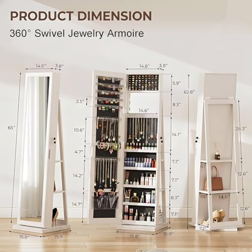 360° Swivel Jewelry Armoire wi - Full Length Mirror Jewelry Armoire 评论和价格