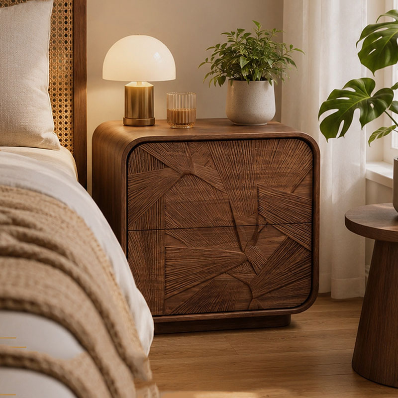 Drawers Wood Nightstand Storag - Solid Wood Nightstand 2 Drawers 评论和价格