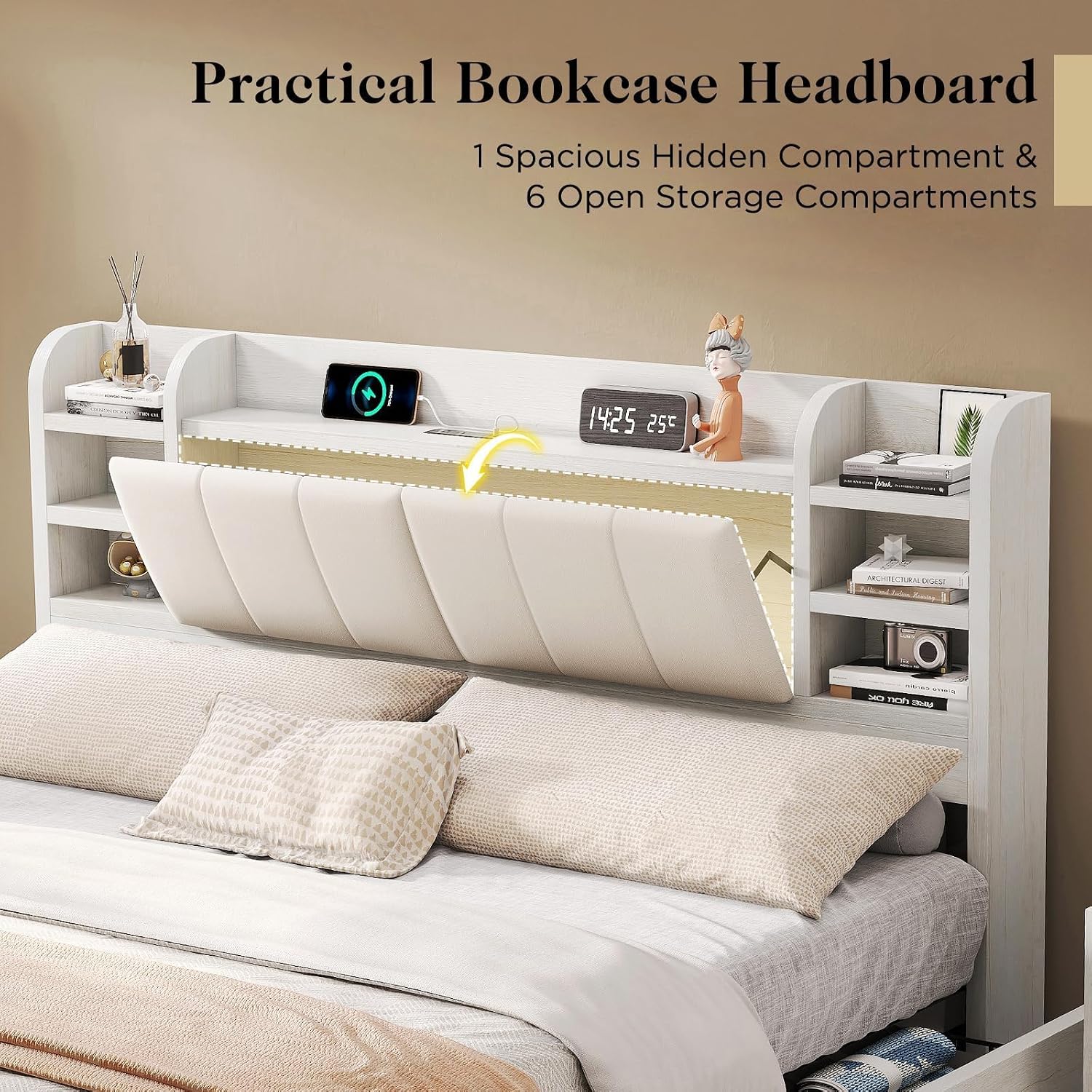 King Size Upholstered Platform - King Size Bed Frame With Storage Drawers 评论和价格