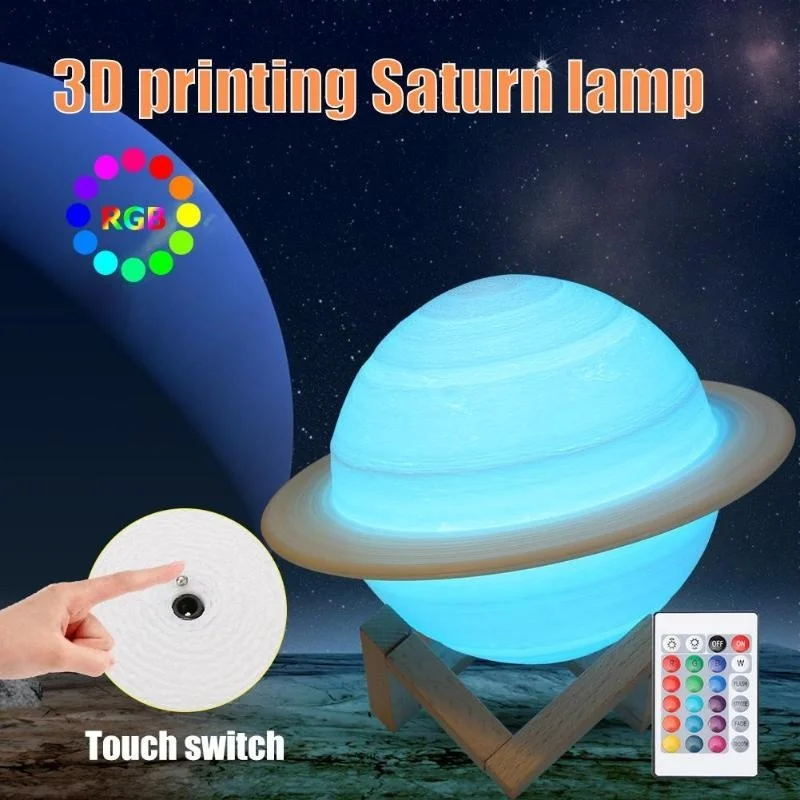 LED Night Light 3D Print Satur - Floating Nightstand With Led Light 评论和价格