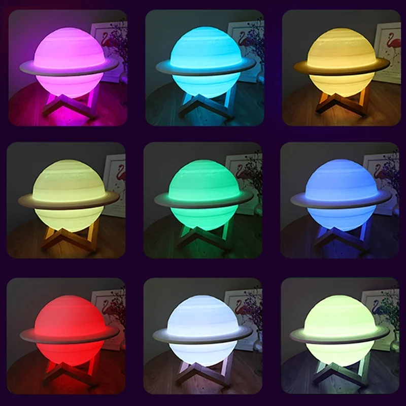 LED Night Light 3D Print Satur - Floating Nightstand With Led Light 评论和价格
