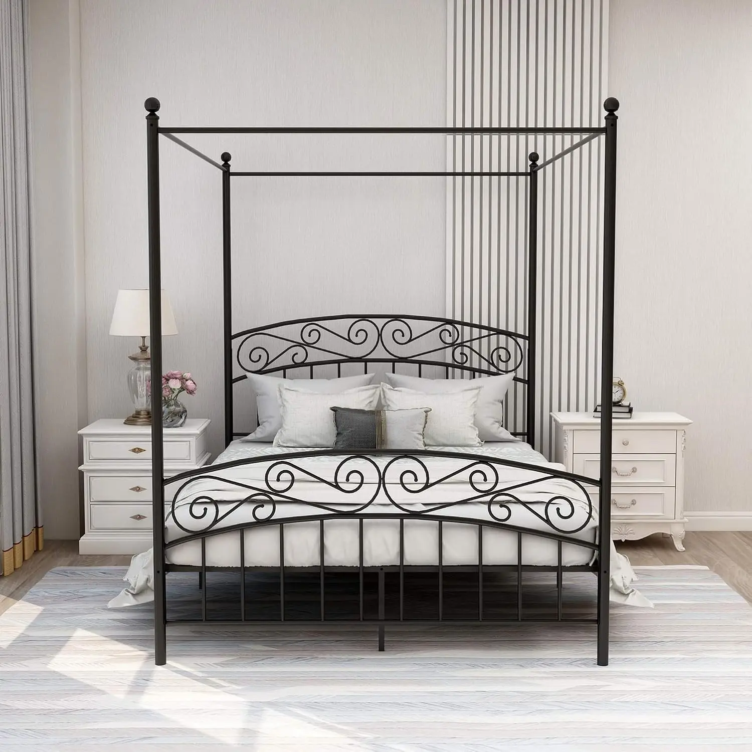 Queen Size Canopy Bed Frame Fo - Canopy Bed Frame Metal Queen 评论和价格
