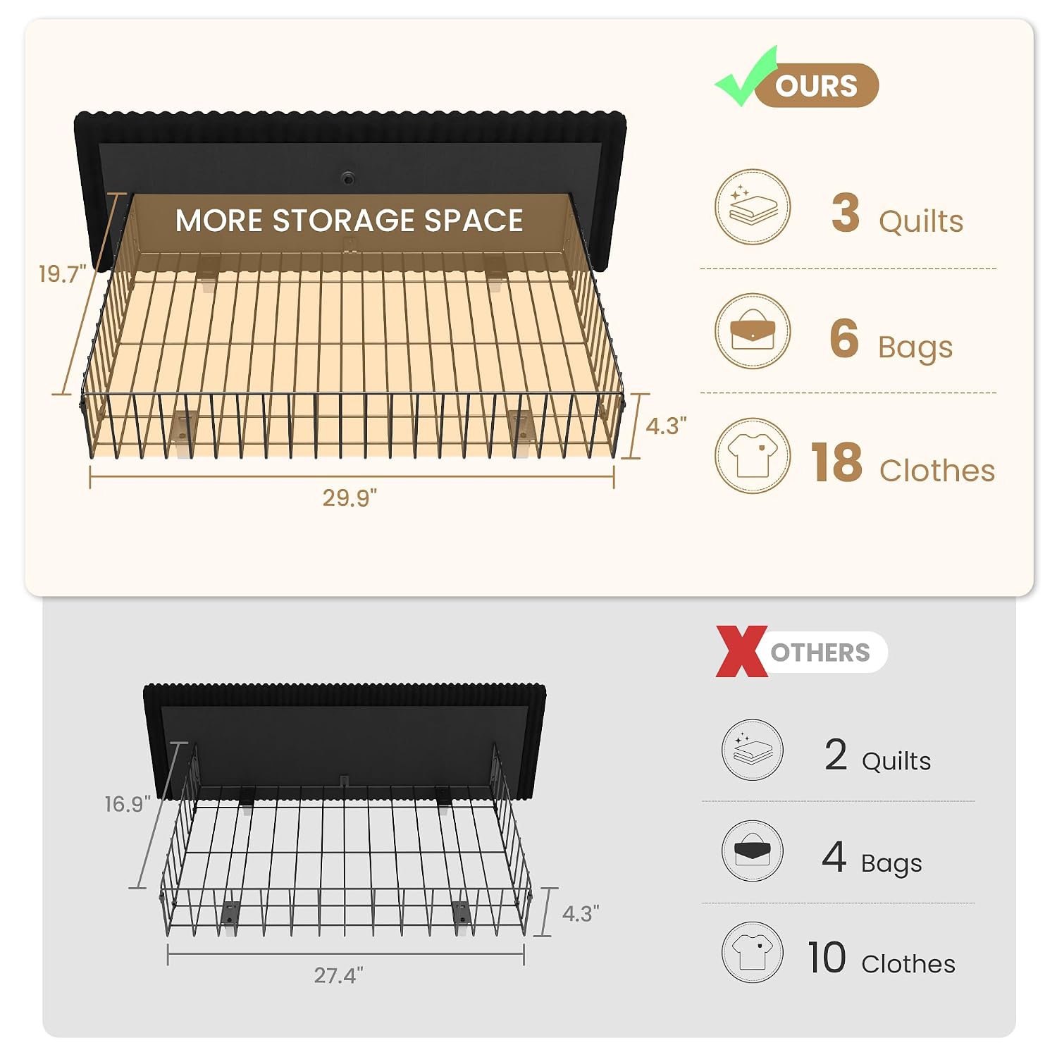 King Size Bed Frame with 4 Ove - King Size Bed Frame With Storage Drawers 评论和价格