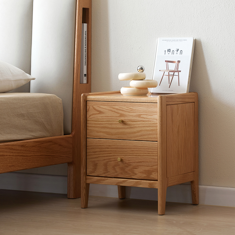 Solid Oak Wood Bedroom Furnitu - Solid Wood Nightstand 2 Drawers 评论和价格