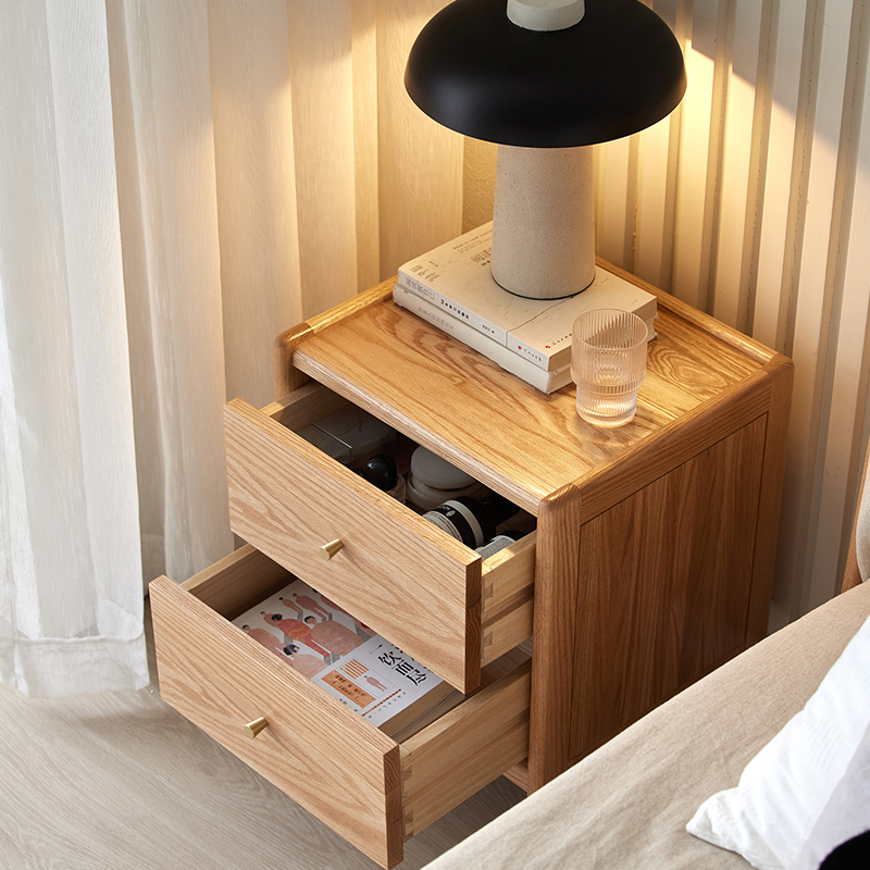 Solid Oak Wood Bedroom Furnitu - Solid Wood Nightstand 2 Drawers 评论和价格