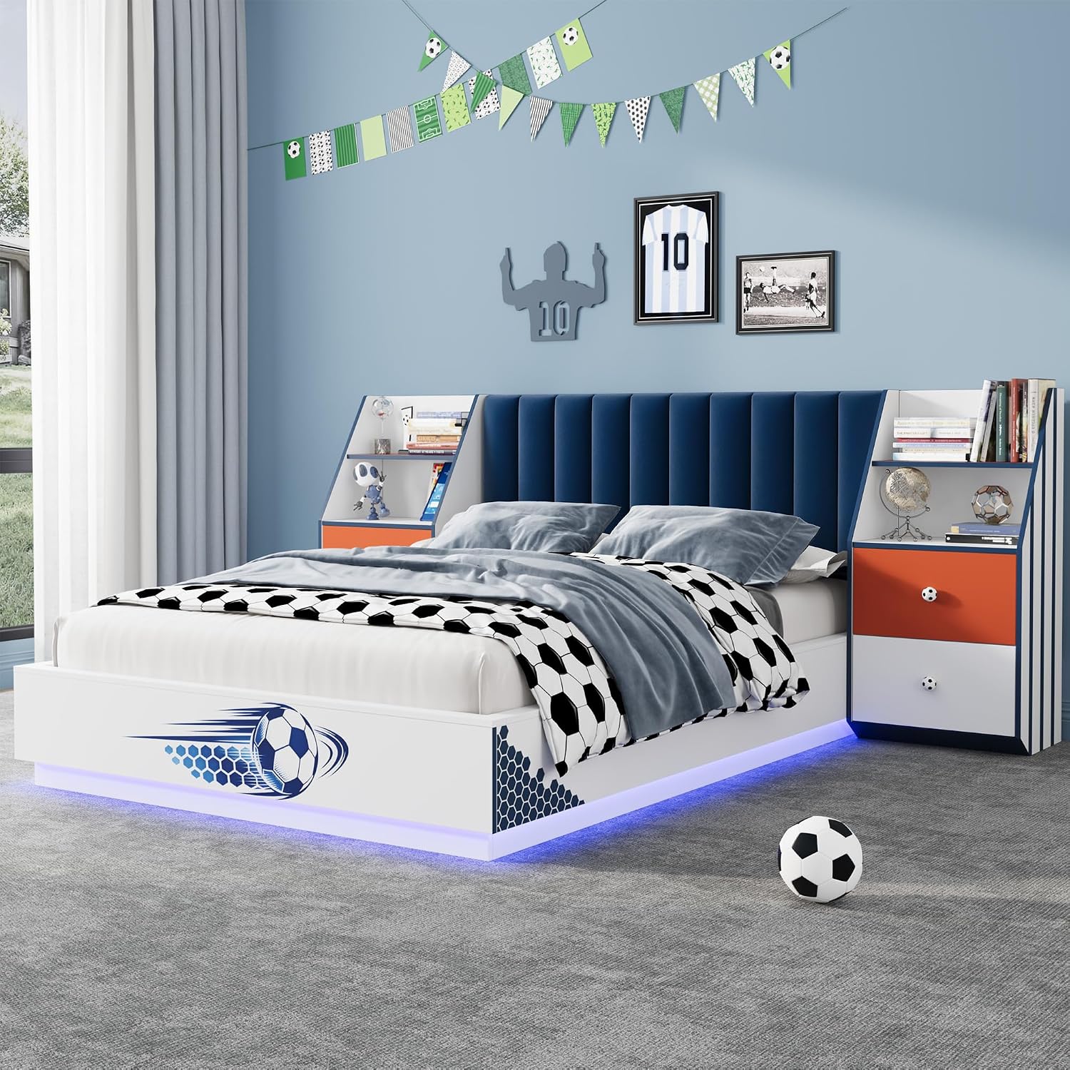Full Size Floating Bed With Ve - Floating Nightstand With Led Light 评论和价格