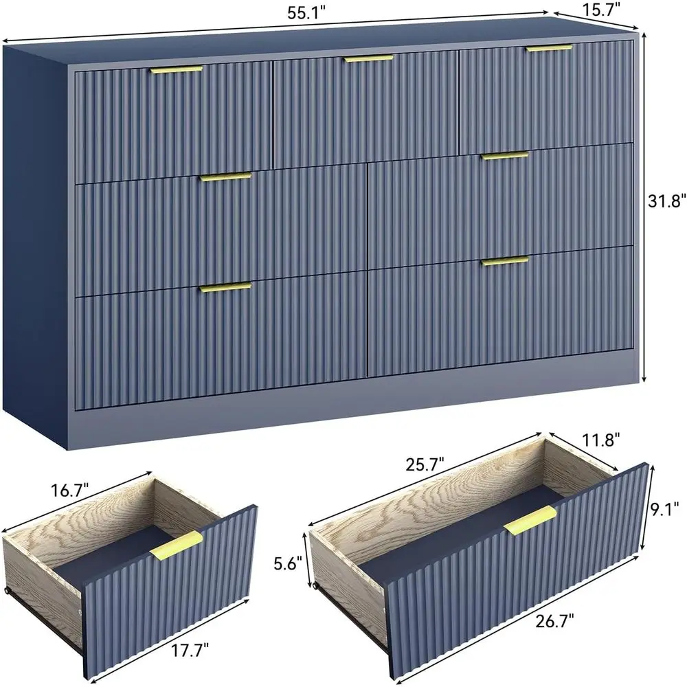 55 Wide Bedroom Dresser with D - Bedroom Furniture 评论和价格