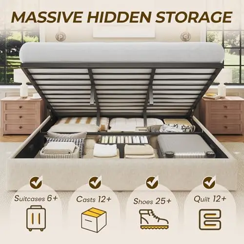 King Size Lift Up Storage Bed  - Gas Lift Storage Bed Hydraulic 评论和价格
