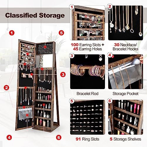Jewelry Armoire with Full Leng - Full Length Mirror Jewelry Armoire 评论和价格