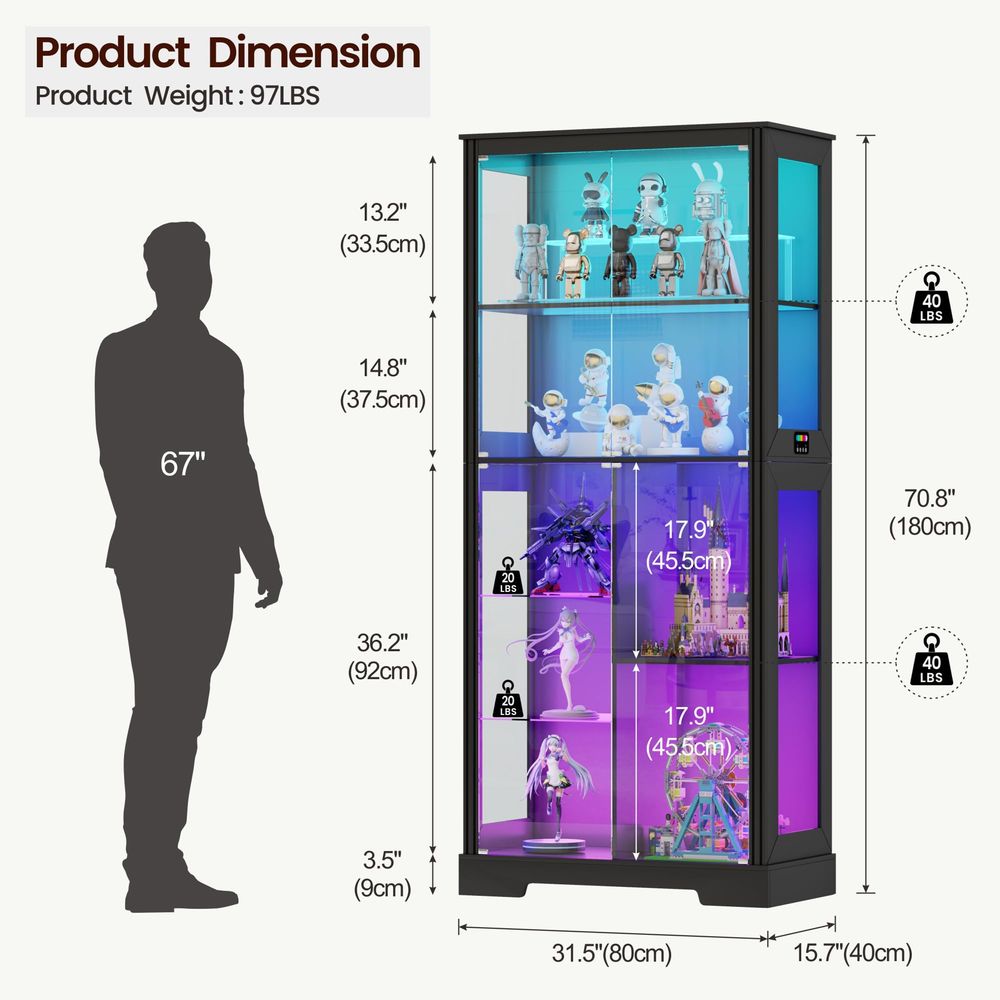 Lighted Corner Display Curio C - Storage 评论和价格