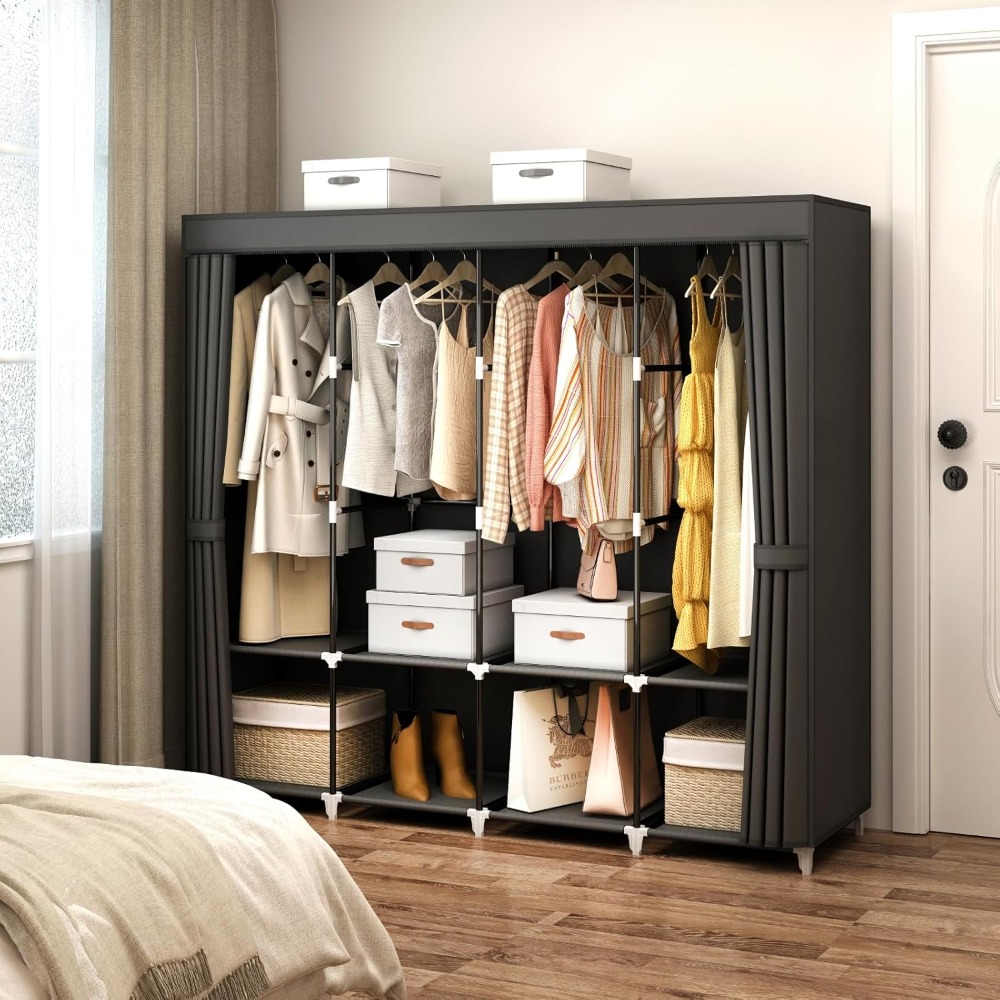 US Shipping Portable Closet Wa - Wardrobe Closet Portable Fabric Cover 评论和价格